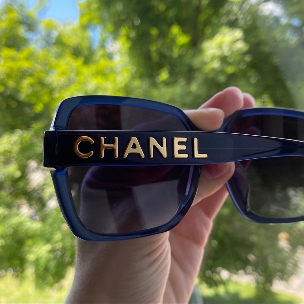 Chanel blue oversized sunglasses